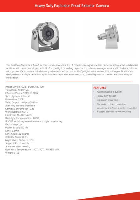 Explosion-proof car camera specs icon