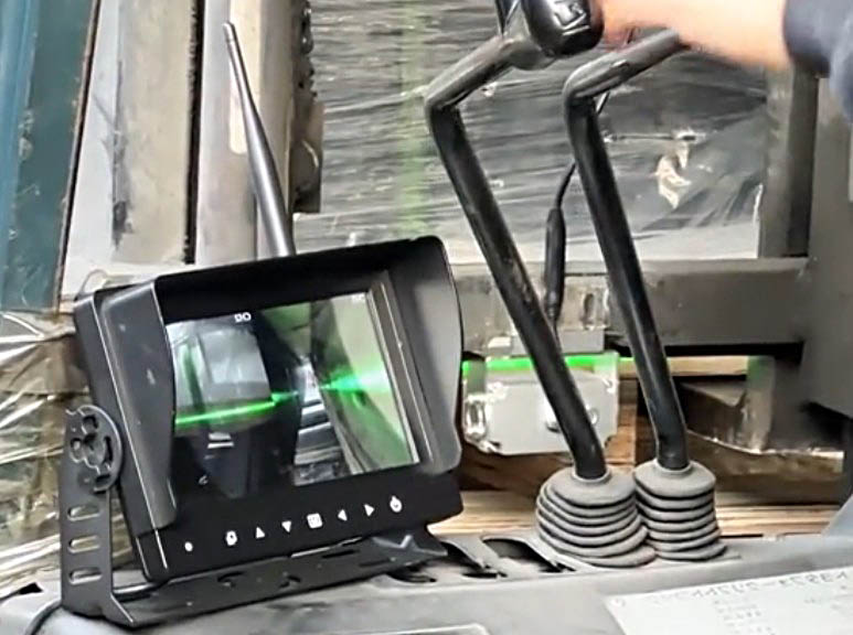 forklift camera with green laser